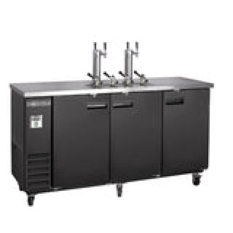 Maxx Cold Dual Tower, 2 Tap Beer Dispenser, 3 Barrels/Kegs (490L), Black/Stainless Steel Top - (MXBD722BHC)