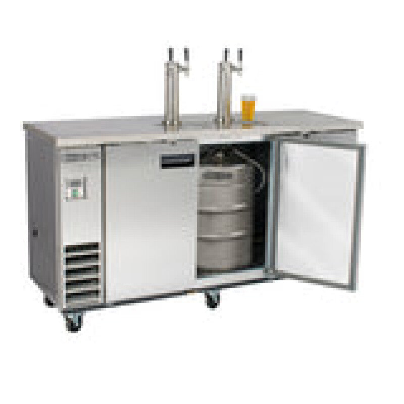 Maxx Cold Dual Tower, 2 Tap Beer Dispenser, 17.3 cu. ft., 3 Barrels/Kegs (490L) in Stainless Steel - (MXBD722SHC)