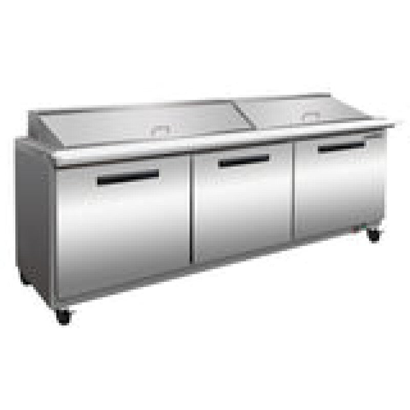 Maxx Cold Three-Door Refrigerated Megatop Prep Unit, 18 cu. ft. Storage Capacity, in Stainless Steel - (MXCR72MHC)
