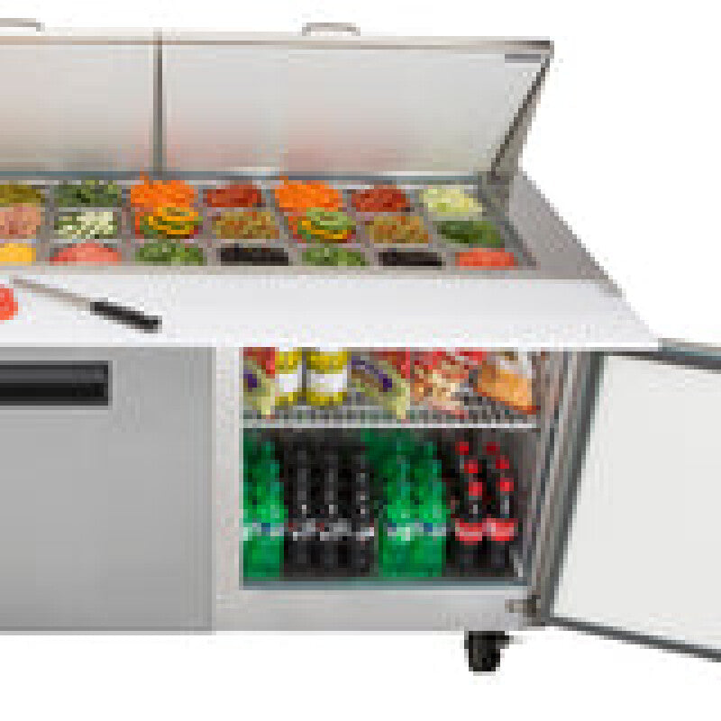 Maxx Cold Three-Door Refrigerated Megatop Prep Unit, 18 cu. ft. Storage Capacity, in Stainless Steel - (MXCR72MHC)