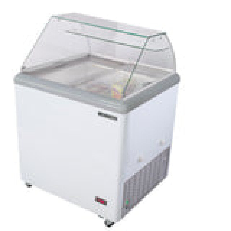 Maxx Cold Curved Glass Ice Cream Dipping Cabinet Freezer, 5.8 cu. ft. Storage Capacity, in White - (MXDC4)