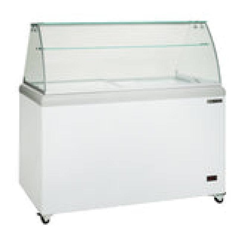 Maxx Cold Curved Glass Ice Cream Dipping Cabinet Freezer, 13.8 cu. ft. Storage Capacity, in White - (MXDC8)
