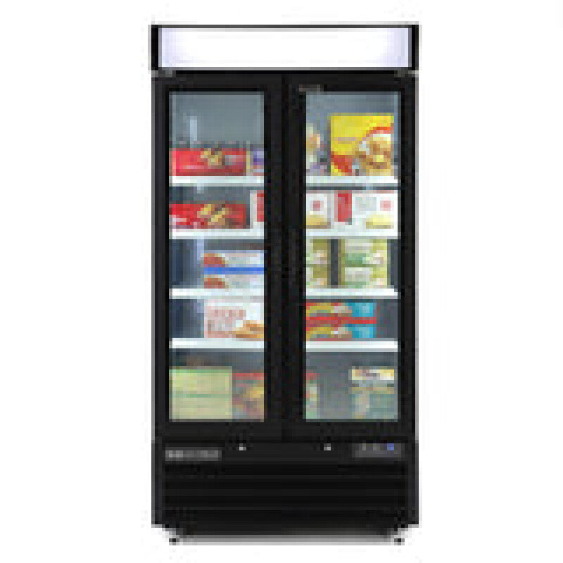 Maxx Cold Double Glass Door Narrow Width Merchandiser Freezer, Swing Style Door, 36 cu. ft., Black - (MXM236FBHC)