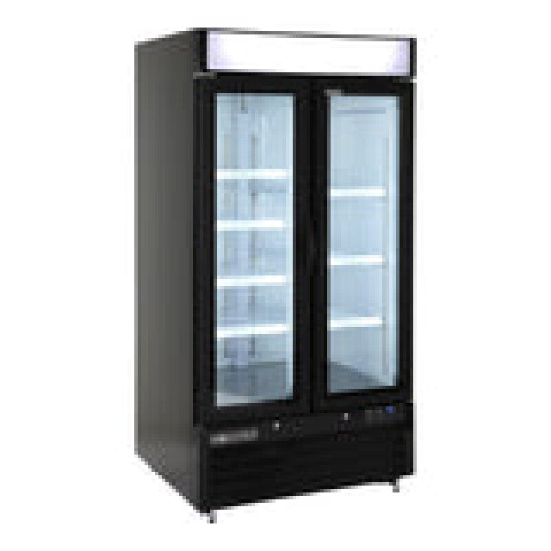 MXM2-36RBHC Narrow Width Glass Door Merchandiser Refrigerator, Double Door, Black - (MXM236RBHC)