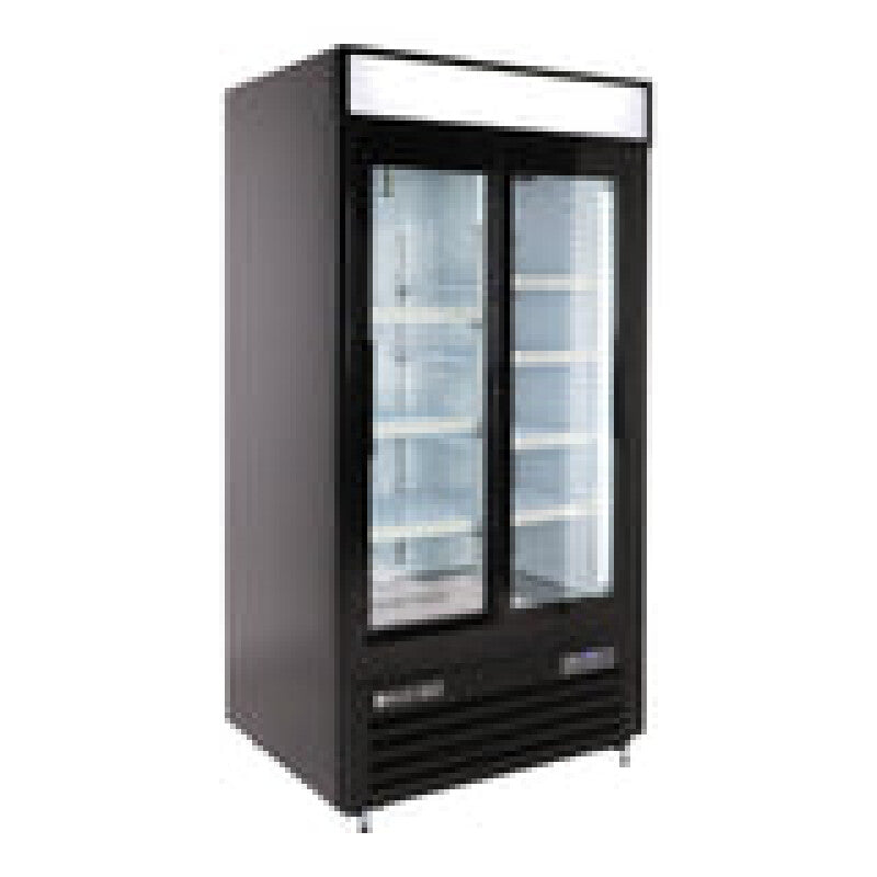 Maxx Cold Double Glass Door Narrow Width Merchandiser Refrigerator, Sliding Door, 36 cu. ft., Black - (MXM236RSBHC)