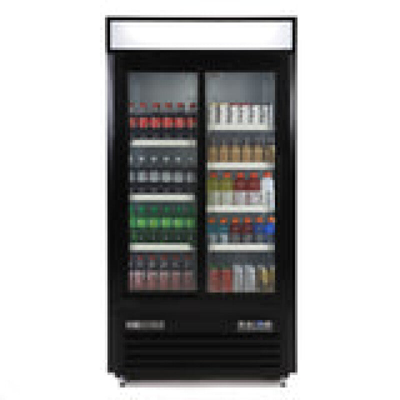 Maxx Cold Double Glass Door Narrow Width Merchandiser Refrigerator, Sliding Door, 36 cu. ft., Black - (MXM236RSBHC)