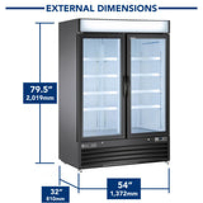 Maxx Cold Double Glass Door Merchandiser Refrigerator, Swing Door, 48 cu. ft., Energy Star, in Black - (MXM248RBHC)