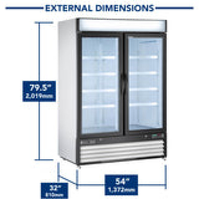 Maxx Cold Double Glass Door Merchandiser Refrigerator, Swing Door, 48 cu. ft., Energy Star, in White - (MXM248RHC)