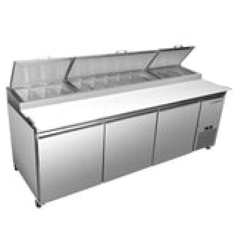 Maxx Cold Three-Door Refrigerated Pizza Prep Table, 30.87 cu. ft. Storage Capacity, Stainless Steel - (MXSPP92HC)