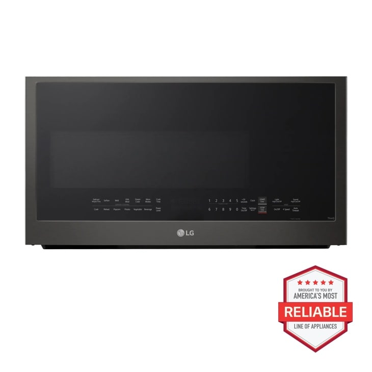 LG MVEL2035Z black stainless over-the-range microwave front view