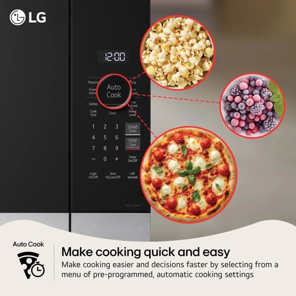 LG MVEM1825Z 30 in. 1.8 cu. ft. 1000W Smart Over-the-Range Microwave with 300 CFM & Sensor Cooking - PrintProof Black Stainless Steel
