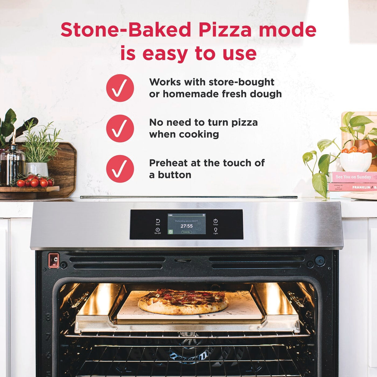 30" Electric Wall Oven and Microwave Combination with Stone-Baked Pizza