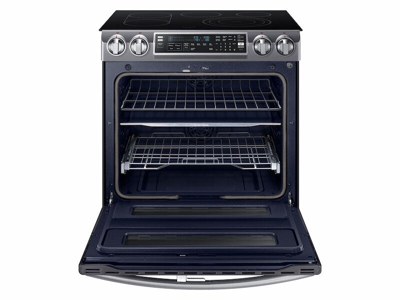 5.8 cu. ft. Slide-In Electric Range with Flex Duo(TM) & Dual Door in Black Stainless Steel - (NE58K9850WG) - SAMSUNG