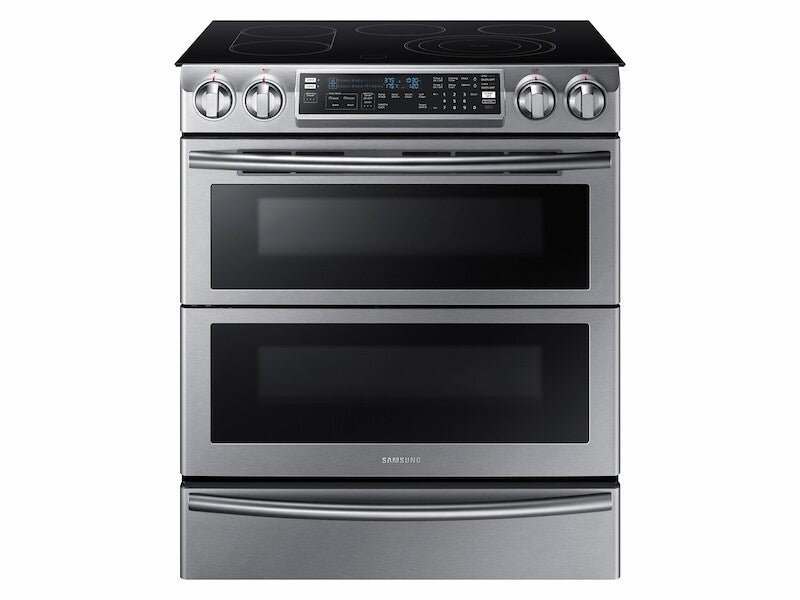5.8 cu. ft. Slide-In Electric Range with Flex Duo(TM) & Dual Door in Stainless Steel - (NE58K9850WS) - SAMSUNG
