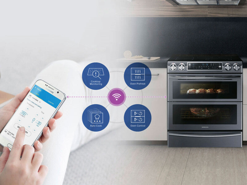 5.8 cu. ft. Slide-In Electric Range with Flex Duo(TM) & Dual Door in Stainless Steel - (NE58K9850WS) - SAMSUNG