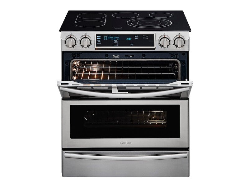 5.8 cu. ft. Slide-In Electric Range with Flex Duo(TM) & Dual Door in Stainless Steel - (NE58K9850WS) - SAMSUNG
