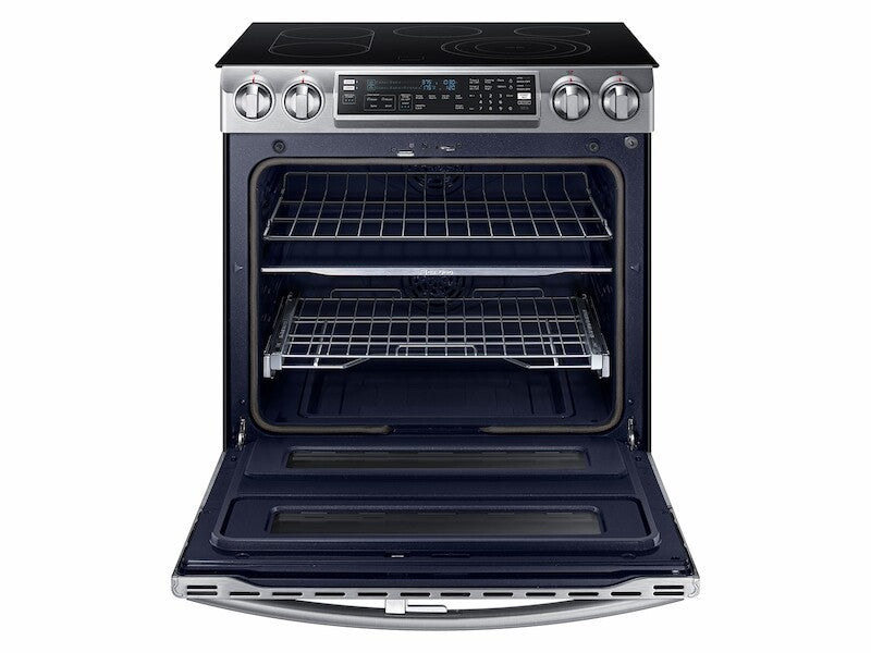5.8 cu. ft. Slide-In Electric Range with Flex Duo(TM) & Dual Door in Stainless Steel - (NE58K9850WS) - SAMSUNG