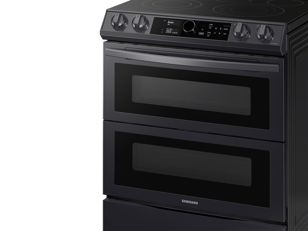 6.3 cu ft. Smart Slide-in Electric Range with Smart Dial, Air Fry, & Flex Duo(TM) in Black Stainless Steel - (NE63T8751SG)