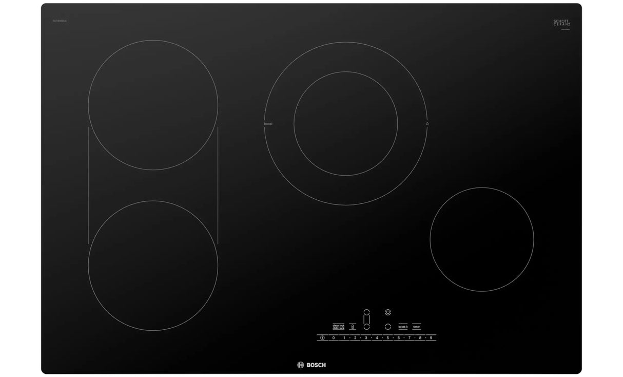 800 Series Electric Cooktop 30" Black, Without Frame - (NET8069UC) - BOSCH