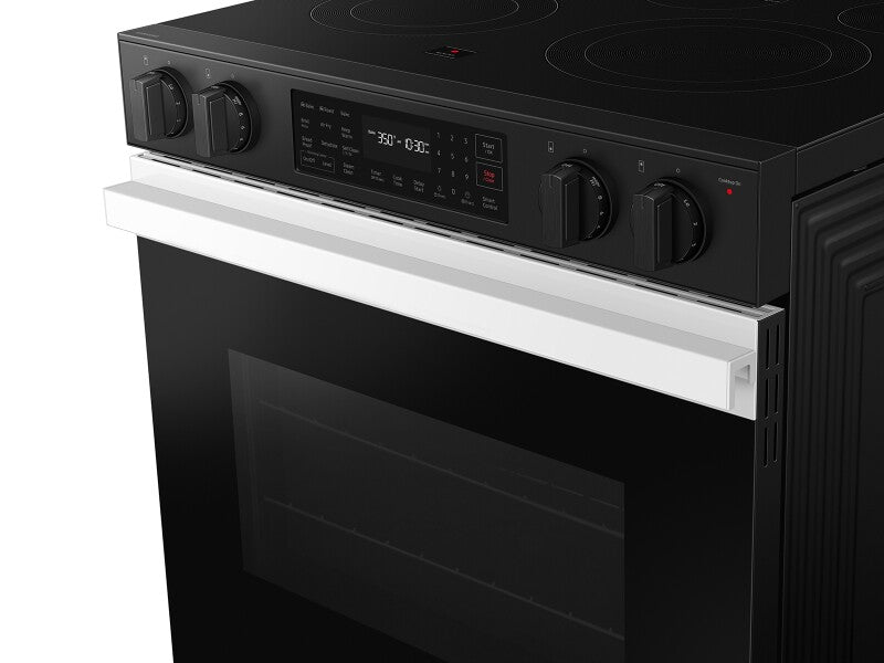 Bespoke 6.3 cu. ft. Smart Slide-In Electric Range with Air Fry & Precision Knobs in White Glass - (NSE6DB830012AA)