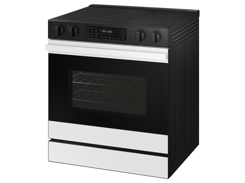 Bespoke 6.3 cu. ft. Smart Slide-In Electric Range with Air Fry & Precision Knobs in White Glass - (NSE6DB830012AA)