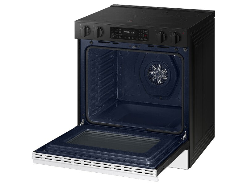 Bespoke 6.3 cu. ft. Smart Slide-In Electric Range with Air Fry & Precision Knobs in White Glass - (NSE6DB830012AA)