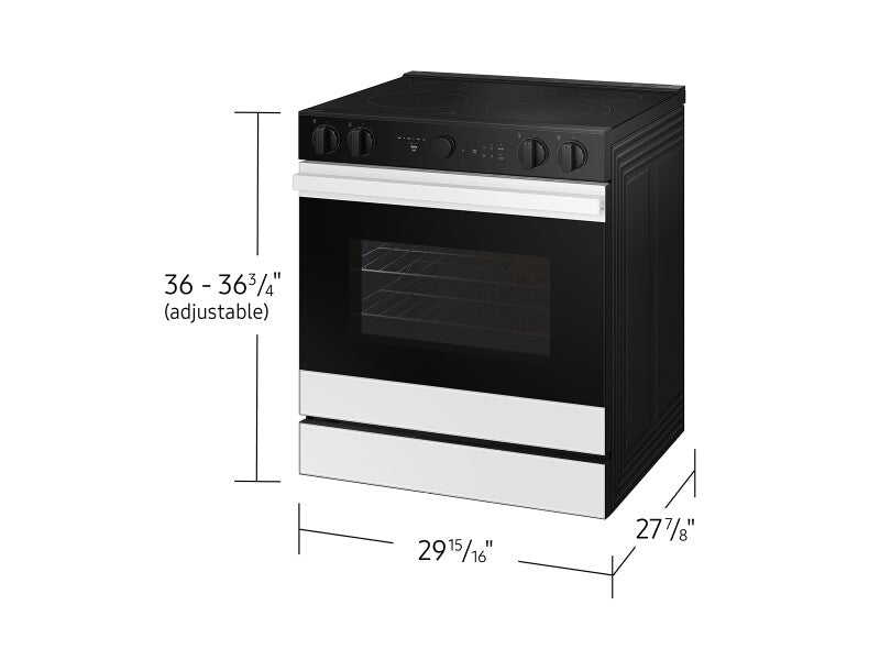 Bespoke 6.3 cu. ft. Smart Slide-In Electric Range with Smart Oven Camera & Illuminated Precision Knobs in White Glass - (NSE6DB870012AA)