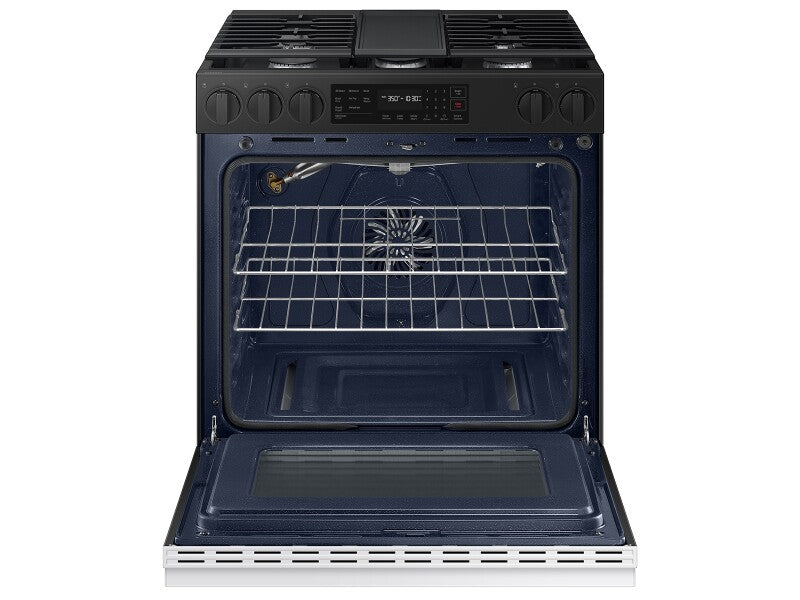 Bespoke 6.0 cu. ft. Smart Slide-In Gas Range with Air Fry & Precision Knobs in White Glass - (NSG6DB830012AA)