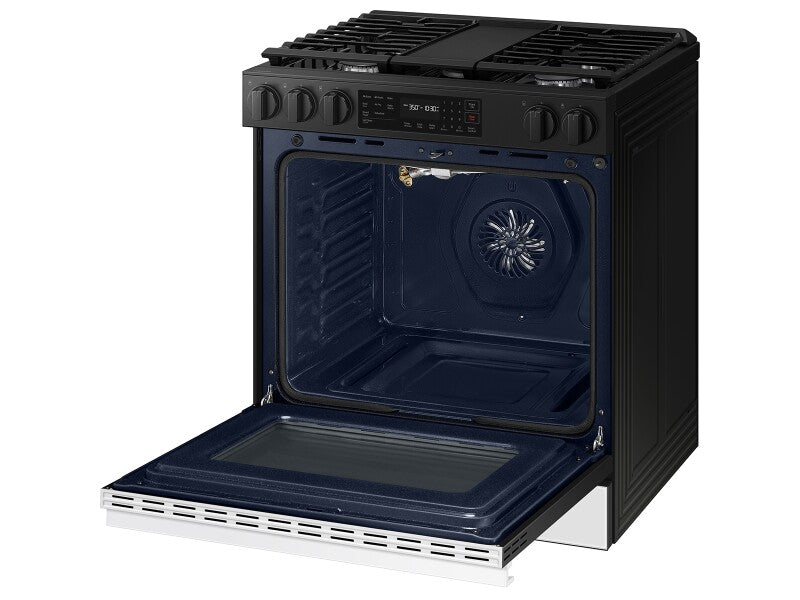 Bespoke 6.0 cu. ft. Smart Slide-In Gas Range with Air Fry & Precision Knobs in White Glass - (NSG6DB830012AA)