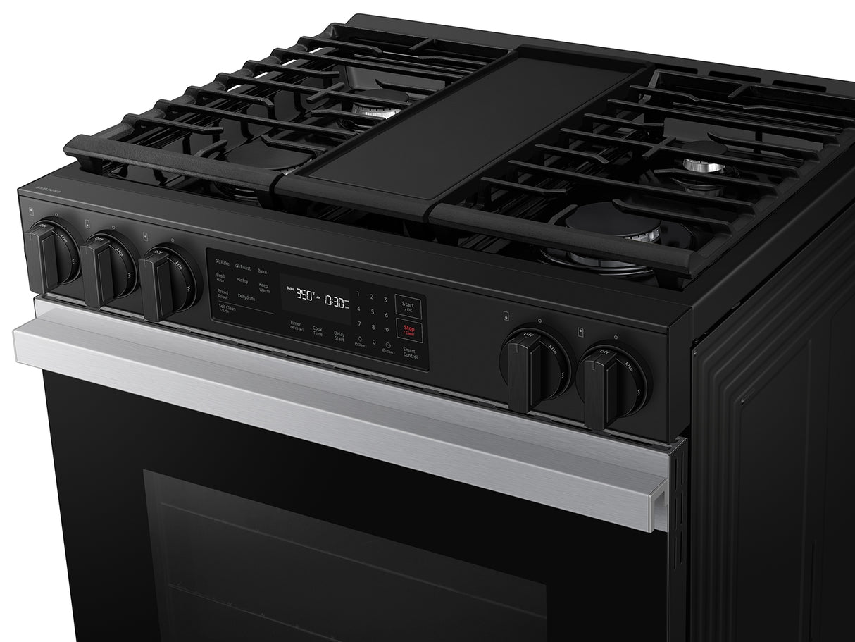 Bespoke 6.0 cu. ft. Smart Slide-In Gas Range with Air Fry & Precision Knobs in Stainless Steel - (NSG6DG8300SRAA)