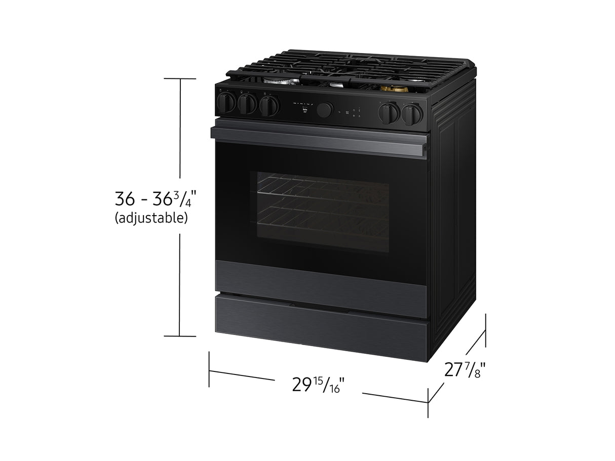 Bespoke 6.0 cu. ft. Smart Slide-In Gas Range with Air Sous Vide & Air Fry in Matte Black Steel - (NSG6DG8500MTAA)
