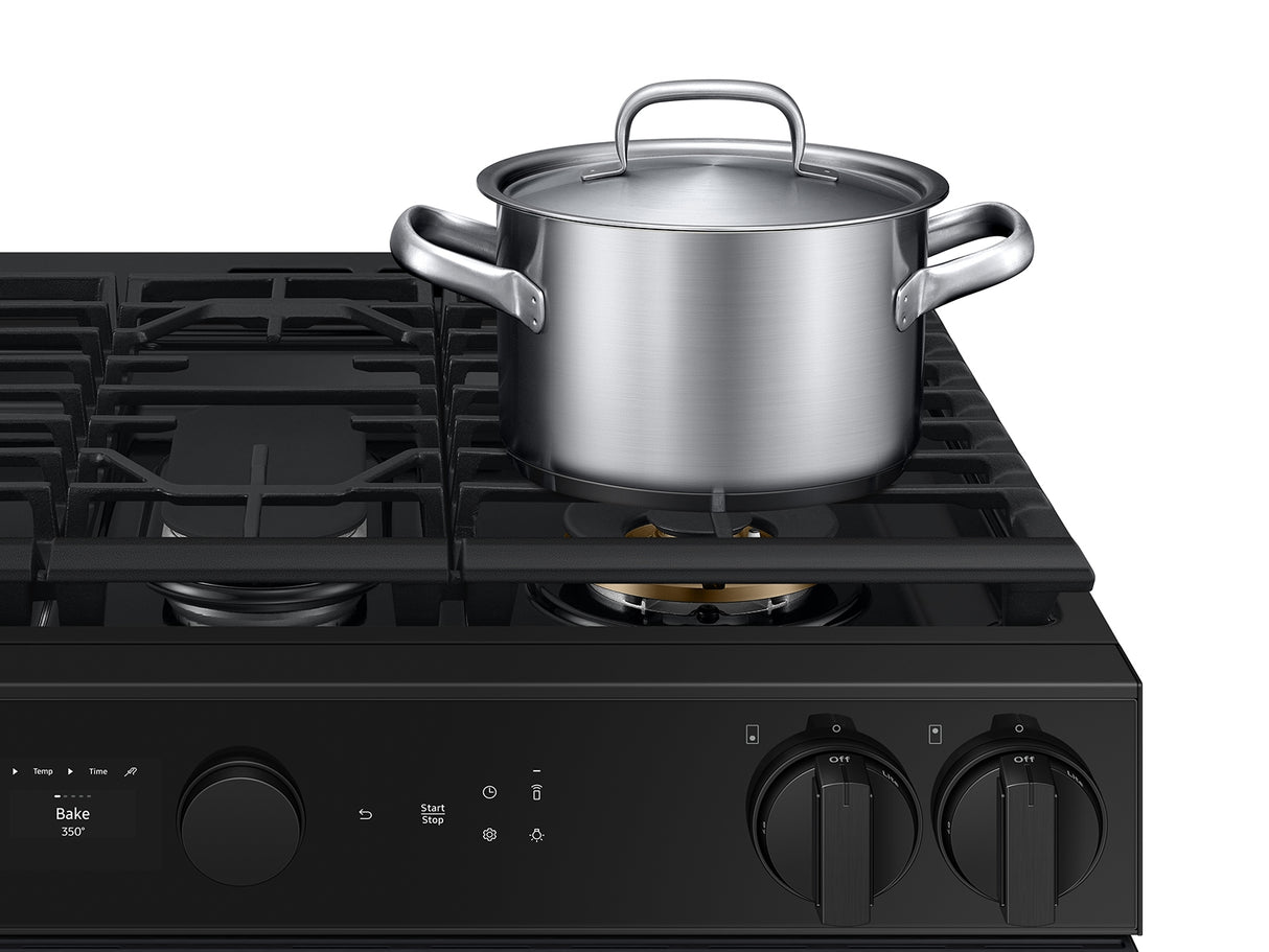 Bespoke 6.0 cu. ft. Smart Slide-In Gas Range with Air Sous Vide & Air Fry in Matte Black Steel - (NSG6DG8500MTAA)