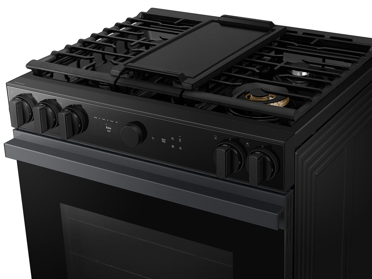 Bespoke 6.0 cu. ft. Smart Slide-In Gas Range with Air Sous Vide & Air Fry in Matte Black Steel - (NSG6DG8500MTAA)