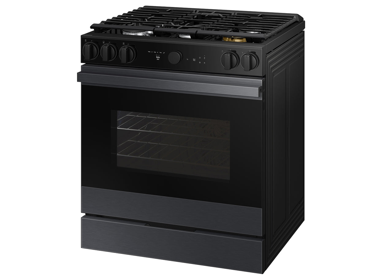 Bespoke 6.0 cu. ft. Smart Slide-In Gas Range with Air Sous Vide & Air Fry in Matte Black Steel - (NSG6DG8500MTAA)