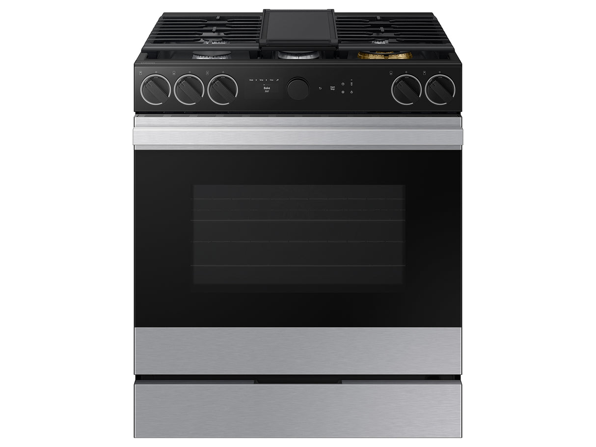 Bespoke 6.0 cu. ft. Smart Slide-In Gas Range with Smart Oven Camera & Illuminated Precision Knobs in Stainless Steel - (NSG6DG8700SRAA)