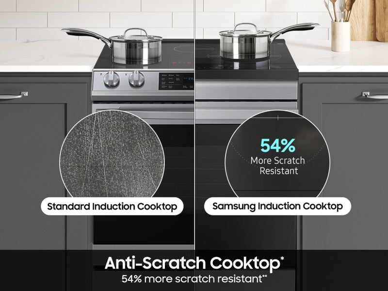 Bespoke 6.3 cu. ft. Smart Slide-In Induction Range with Anti-Scratch Glass Cooktop & Air Fry in Stainless Steel - (NSI6DG9300SRAA)