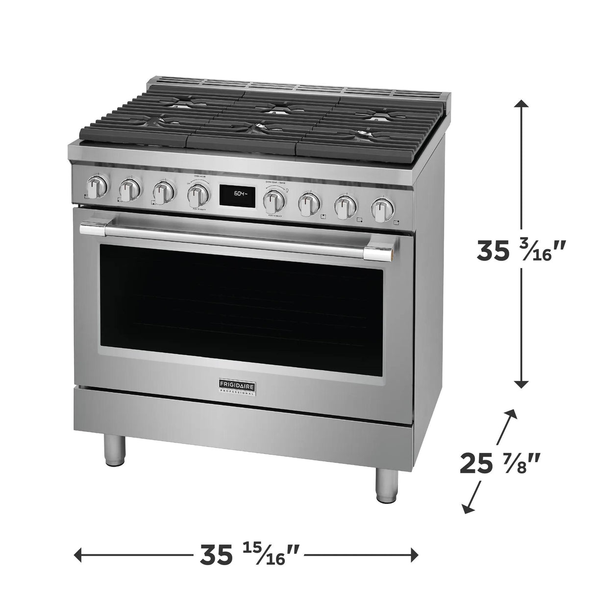 Frigidaire Professional 36" Freestanding Dual-Fuel Range with Dual-Fan Convection, 6 Burners, 4.4 Cu. Ft., Smudge-Proof Stainless Steel - PCFD3670AF