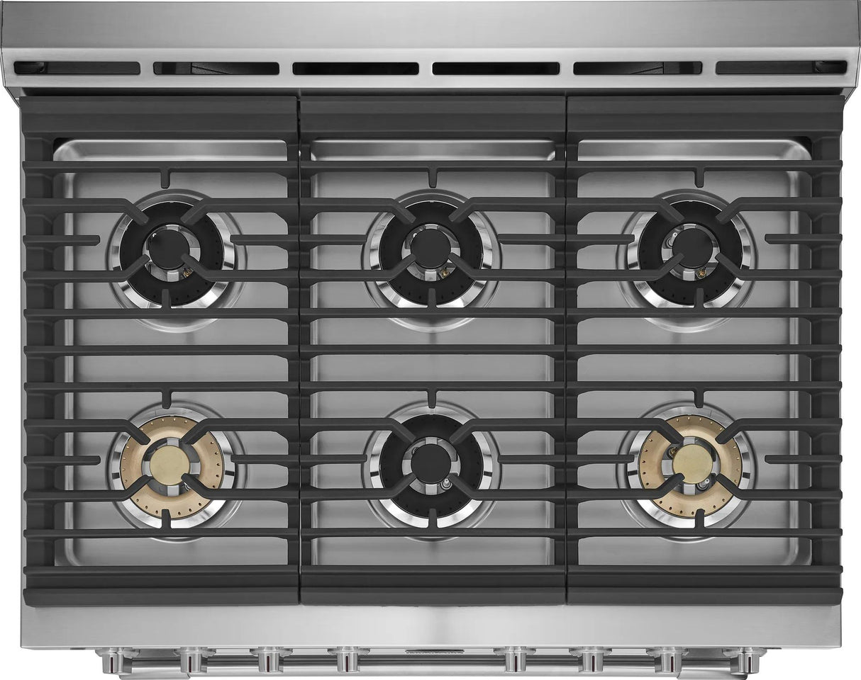 Frigidaire Professional 36" Front Control Freestanding Gas Range with True Convection, 6 Burners, 4.4 Cu. Ft., Smudge-Proof Stainless Steel - PCFG3670AF