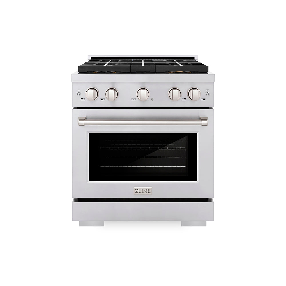 ZLINE 30 in. 4.2 cu. ft. Paramount Dual Fuel Range with 4 Burner DuoPro™ Cooktop and Electric Convection Oven in Stainless Steel (PSDR30) - (PSDR30) -