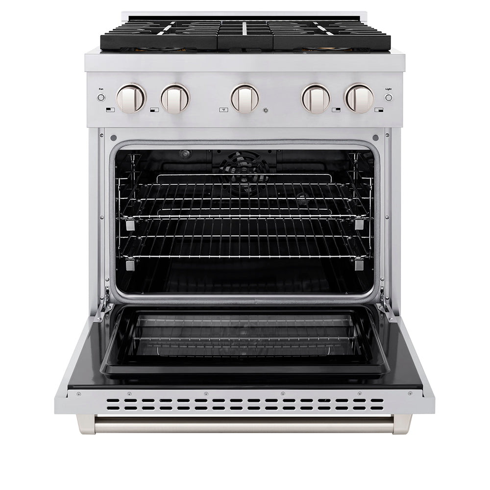 ZLINE 30 in. 4.2 cu. ft. Paramount Dual Fuel Range with 4 Burner DuoPro™ Cooktop and Electric Convection Oven in Stainless Steel (PSDR30) - (PSDR30) -
