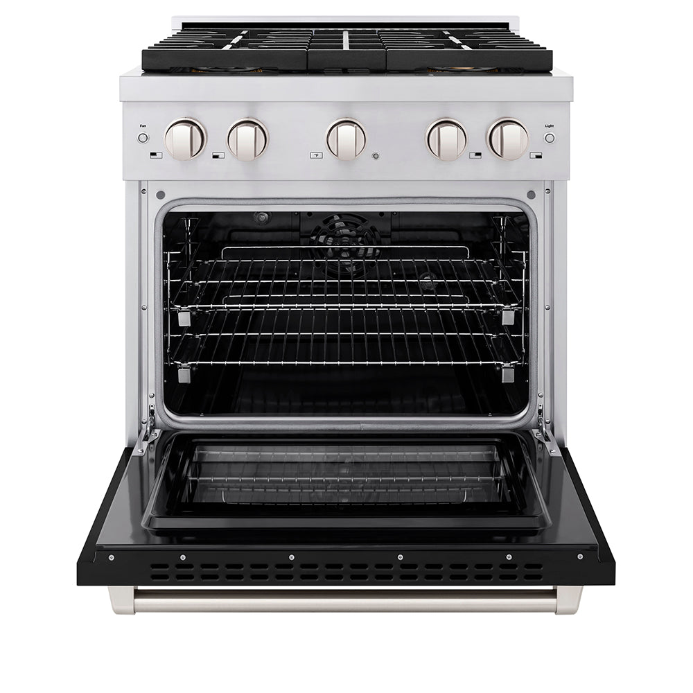 ZLINE 30 in. 4.2 cu. ft. Paramount Dual Fuel Range with 4 Burner DuoPro™ Cooktop and Electric Convection Oven with Black Matte Door (PSDR-BLM-30) - (PSDRBLM30) -
