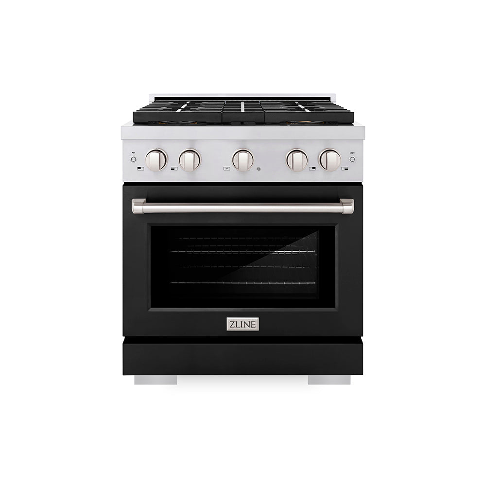 ZLINE 30 in. 4.2 cu. ft. Paramount Gas Range with 4 Burner DuoPro™ Cooktop and Convection Gas Oven with Black Matte Door (PSGR-BLM-30) - (PSGRBLM30) -