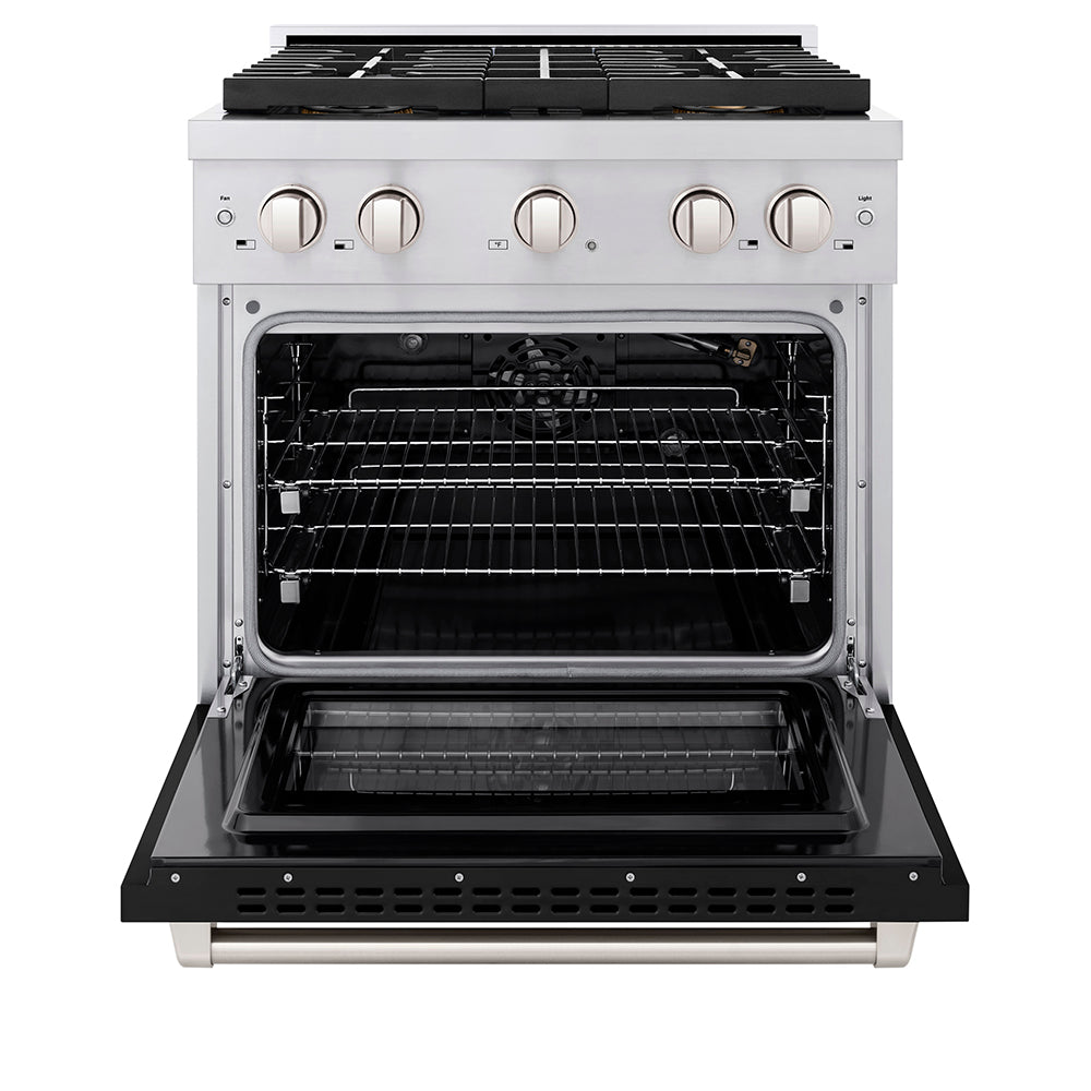 ZLINE 30 in. 4.2 cu. ft. Paramount Gas Range with 4 Burner DuoPro™ Cooktop and Convection Gas Oven with Black Matte Door (PSGR-BLM-30) - (PSGRBLM30) -