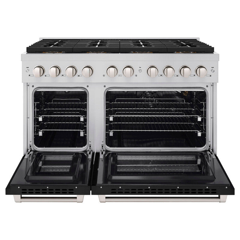 48 in. 6.7 cu. ft. Paramount Gas Range with 8 Burner DuoPro™ Cooktop and Dual Ovens with Black Matte Doors - (PSGRBLM48) -