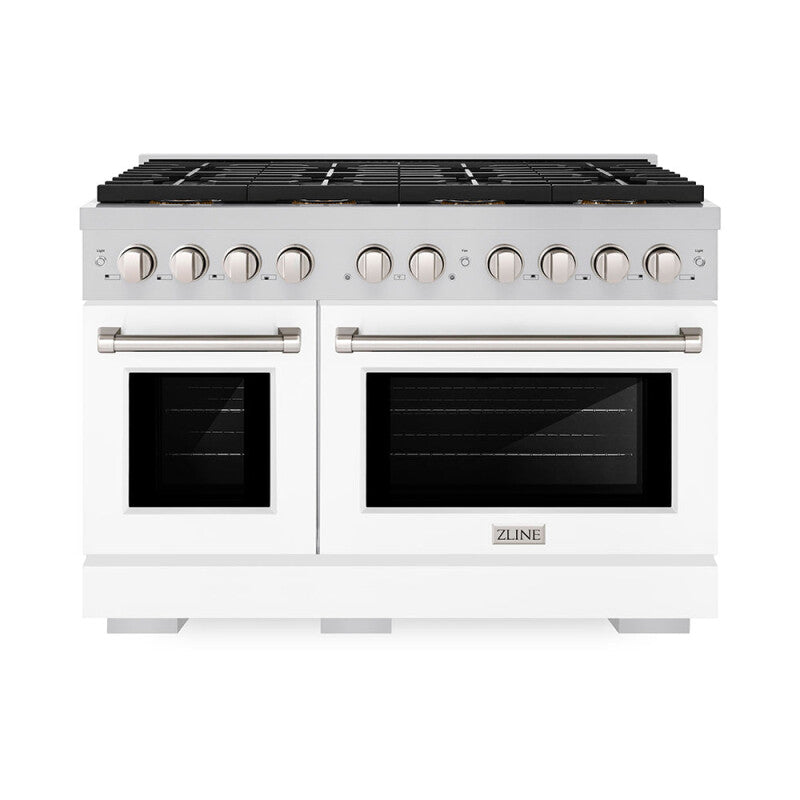 48 in. 6.7 cu. ft. Paramount Gas Range with 8 Burner DuoPro™ Cooktop and Dual Ovens with White Matte Doors - (PSGRWM48) -