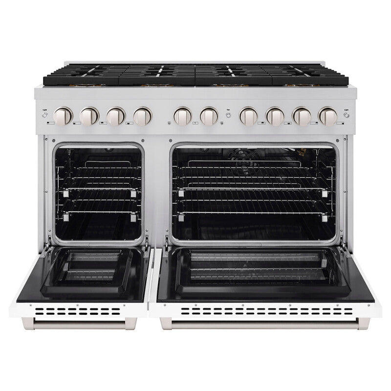 48 in. 6.7 cu. ft. Paramount Gas Range with 8 Burner DuoPro™ Cooktop and Dual Ovens with White Matte Doors - (PSGRWM48) -