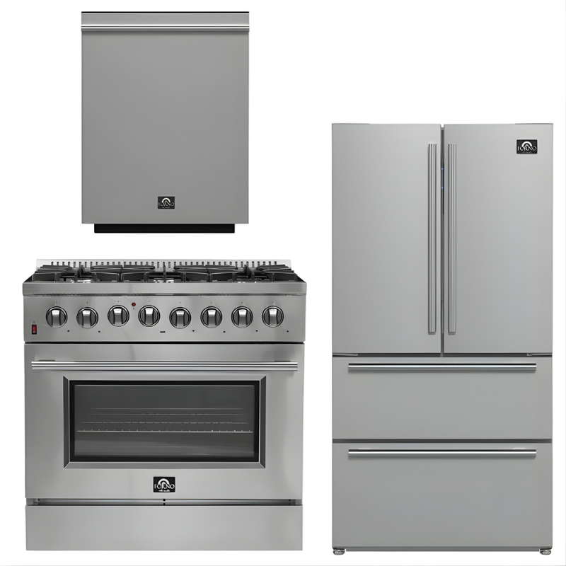 FORNO Appliance Package - 36" Dual Fuel Range, Dishwasher, 36" Refrigerator, FBDL-004-02CAUS