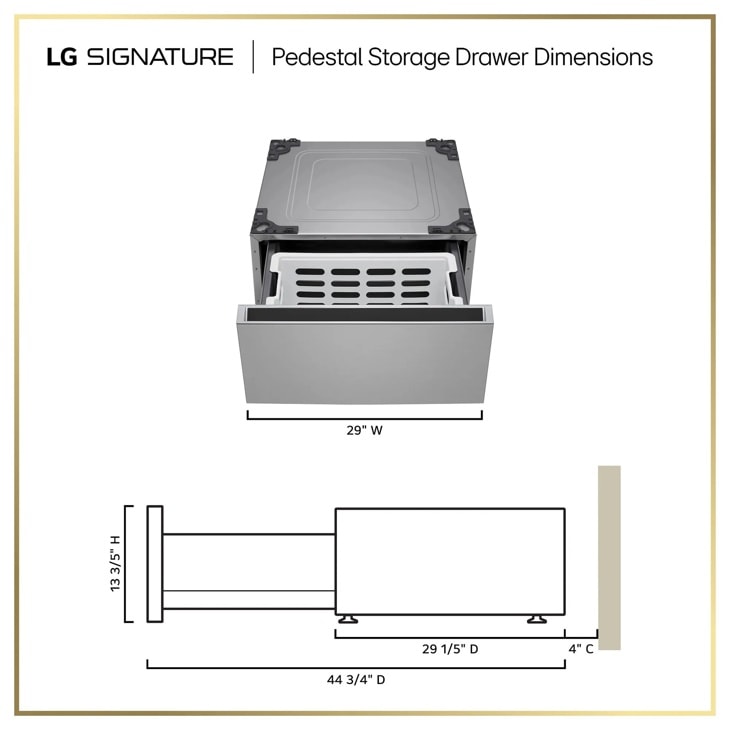 LG SIGNATURE WDP8P laundry pedestal storage drawer open