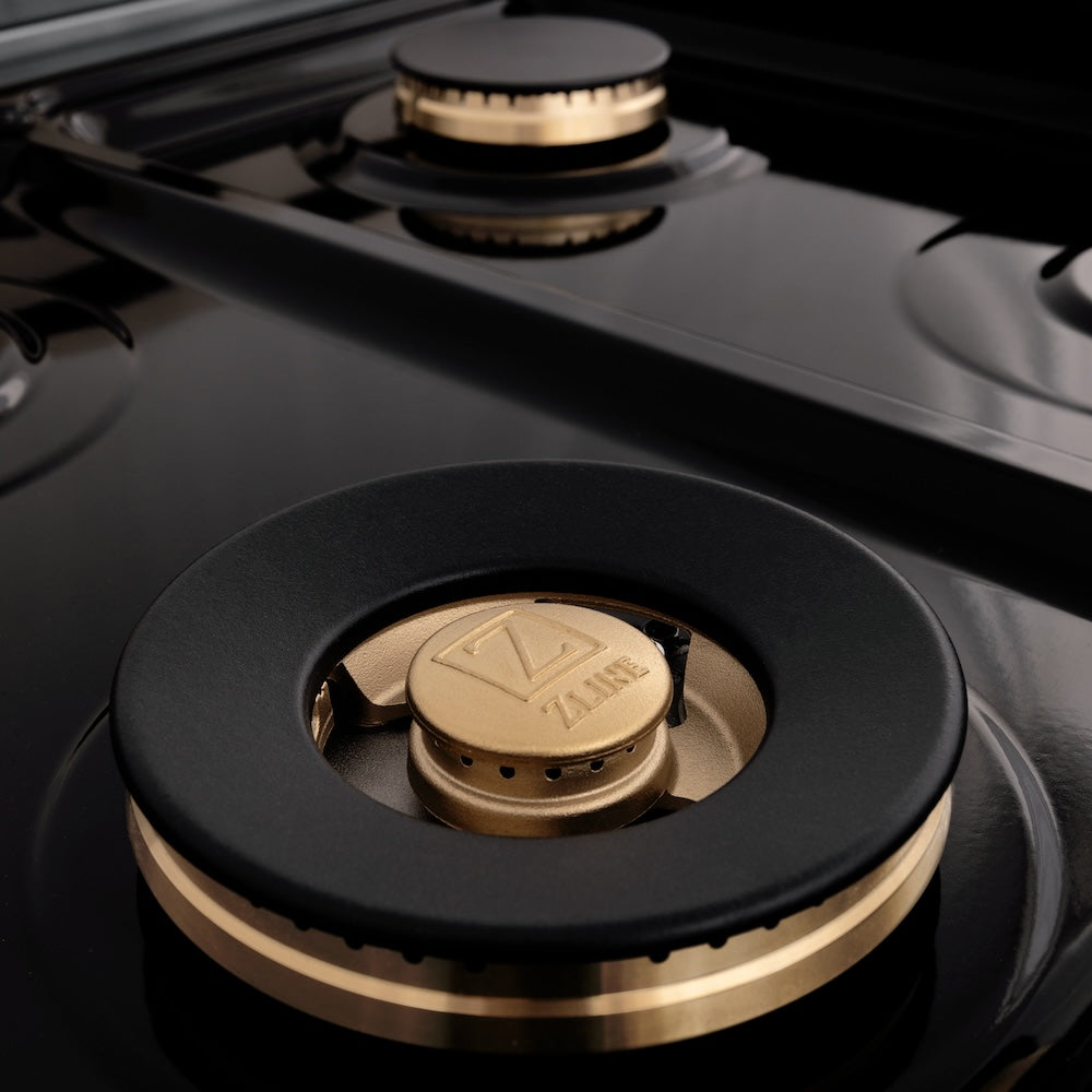 AutographEdition 48 in. 6.0 cu. ft. Dual Fuel Range with Gas Stove and Electric Oven in Fingerprint Resistant Stainless Steel with Black Matte Door and Polished Gold Accents - (RASZBLM48G) -