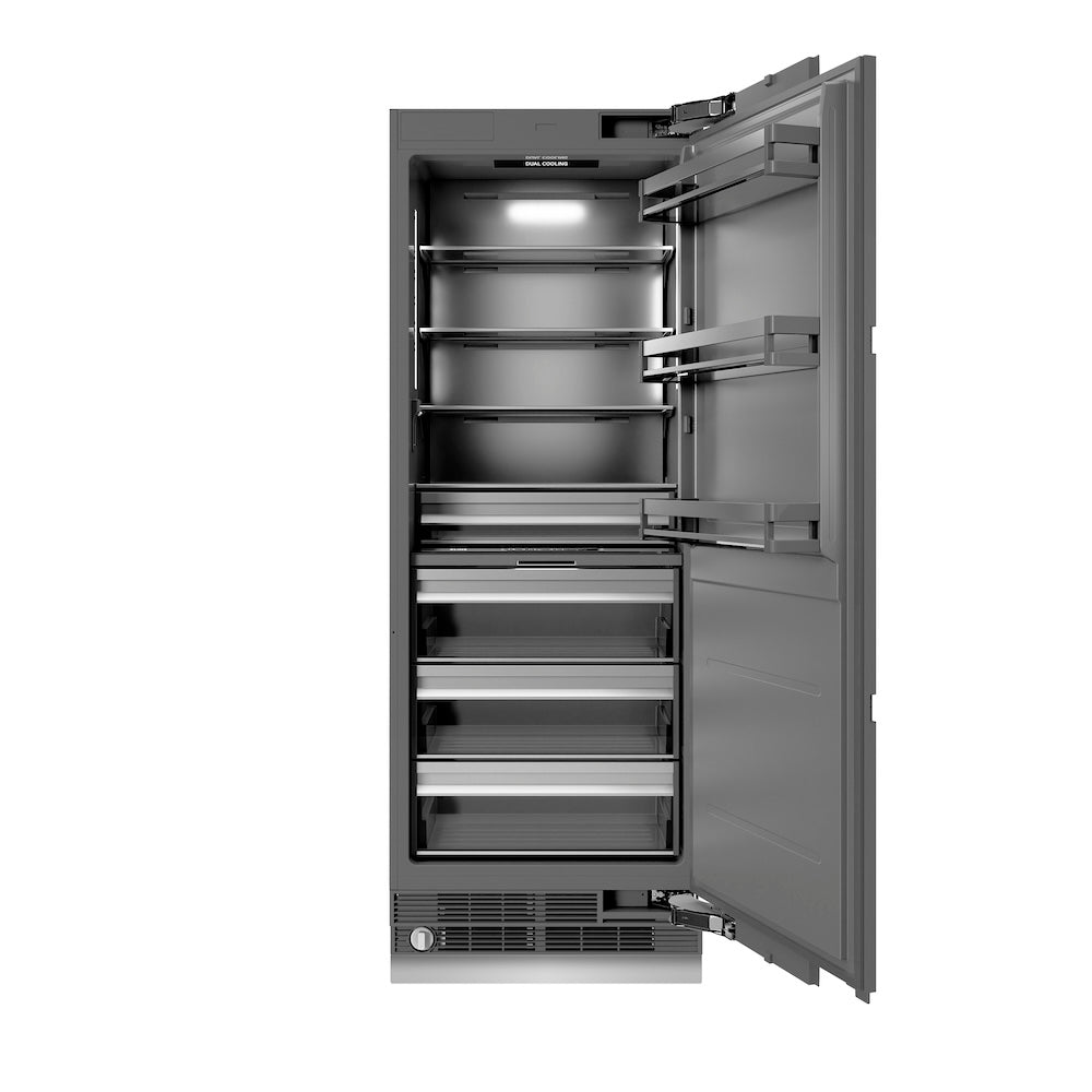 ZLINE Autograph Edition 30 in. 16.7 cu. ft. Panel Ready Column Refrigerator with Graphite Gray Interior and Polished Gold Accents (RBCRVZ-30-G) - (RBCRVZ30G) -
